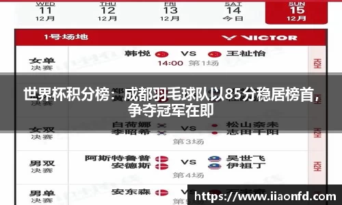世界杯积分榜：成都羽毛球队以85分稳居榜首，争夺冠军在即